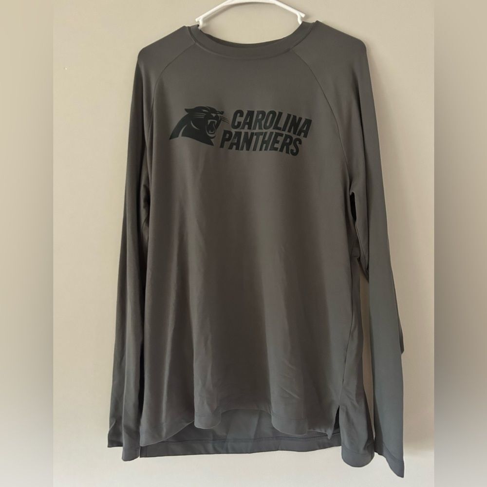 Men's Carolina Panthers NFL Soft Grey Long Sleeve T-shirt Size Large Fangear